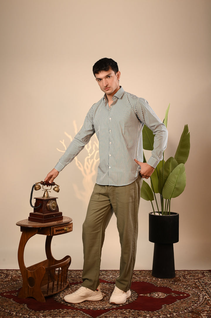 Premium Green Striped Shirt