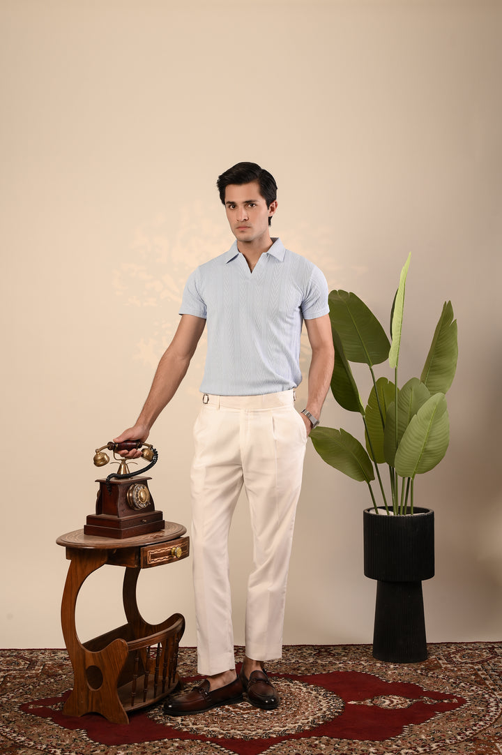 Light Blue Textured Polo