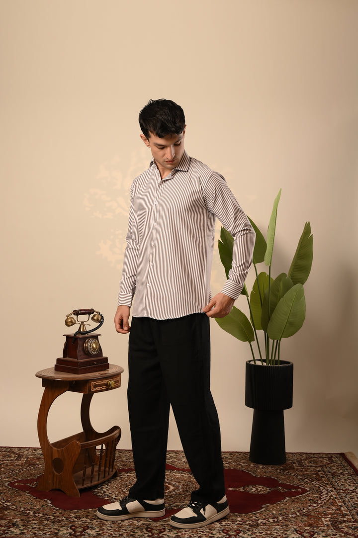 Premium Brown Striped Shirt