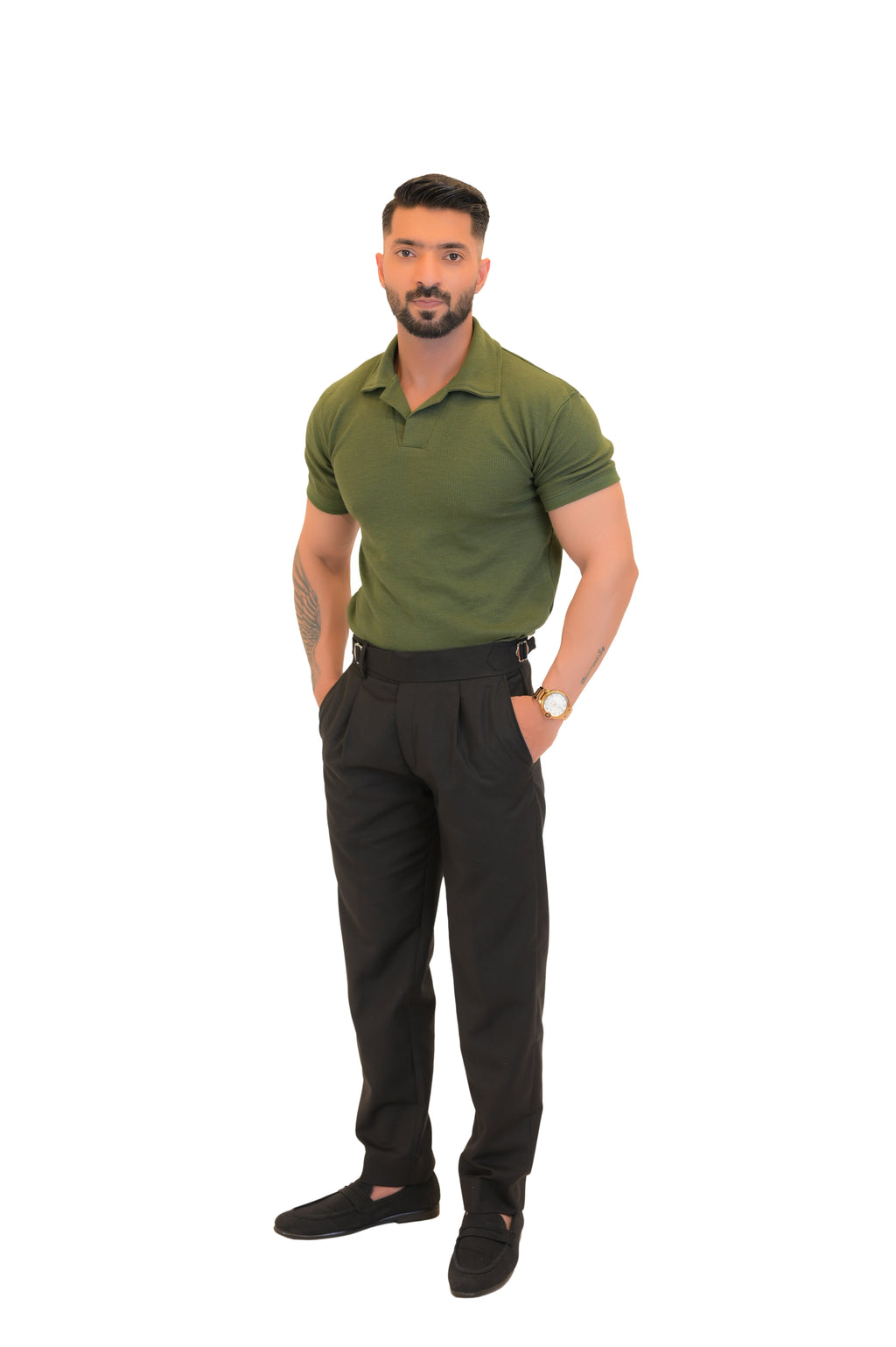 Waffle Knit Polo - Green