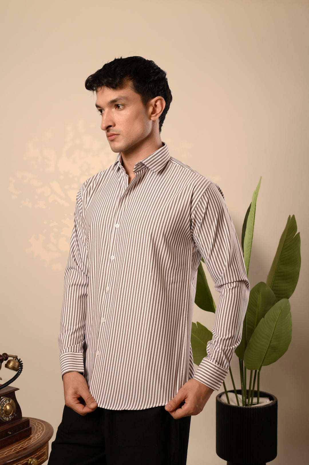 Premium Brown Striped Shirt