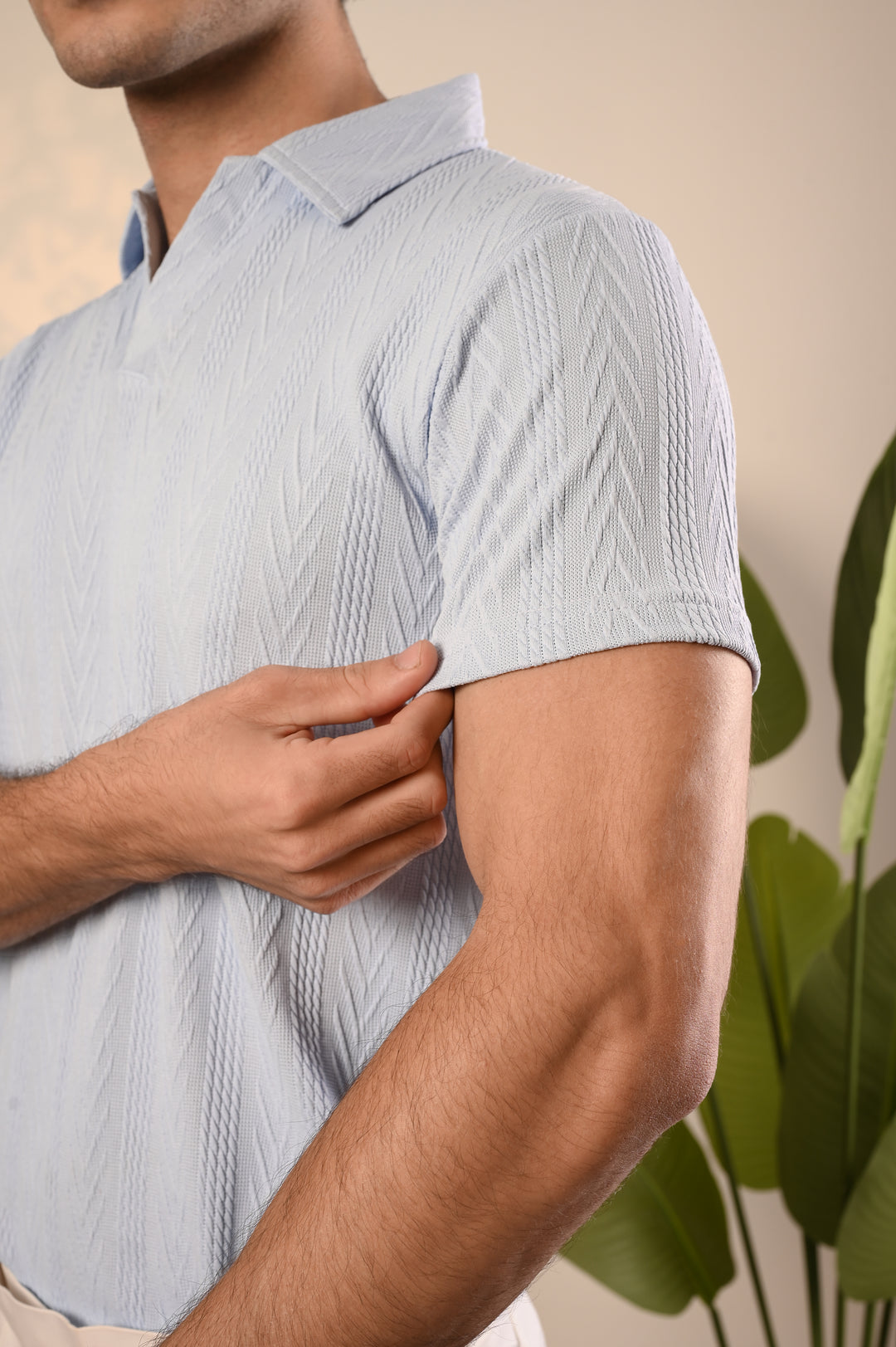 Light Blue Textured Polo