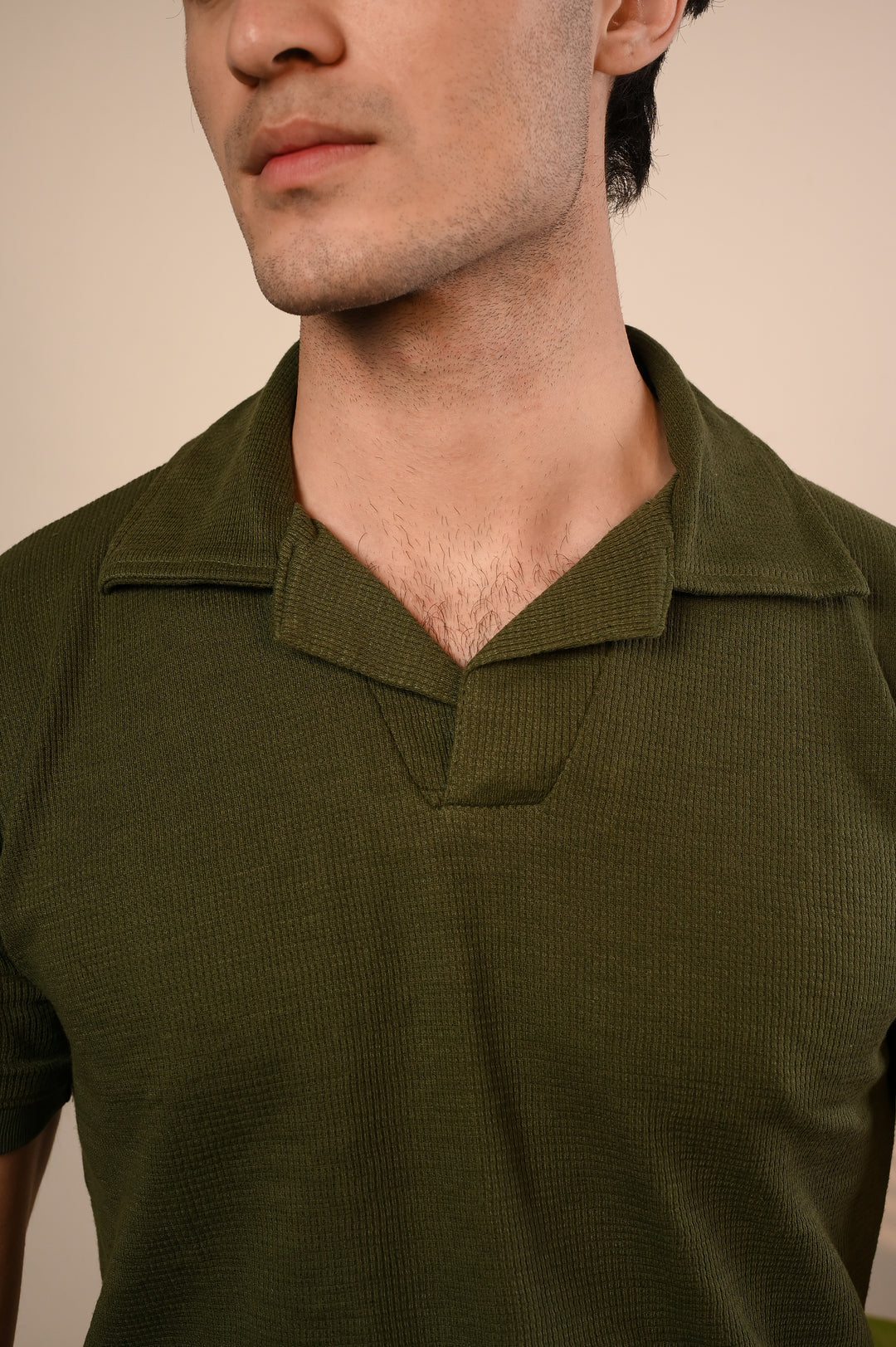Green Waffle Knit Polo