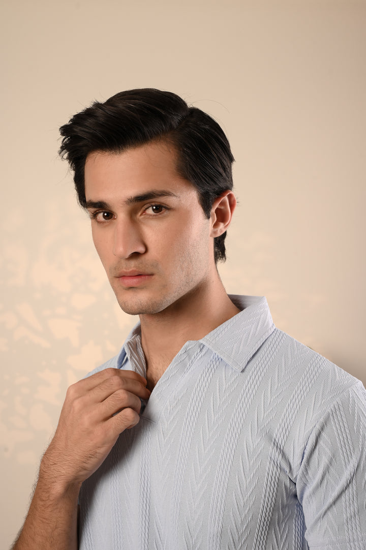 Light Blue Textured Polo