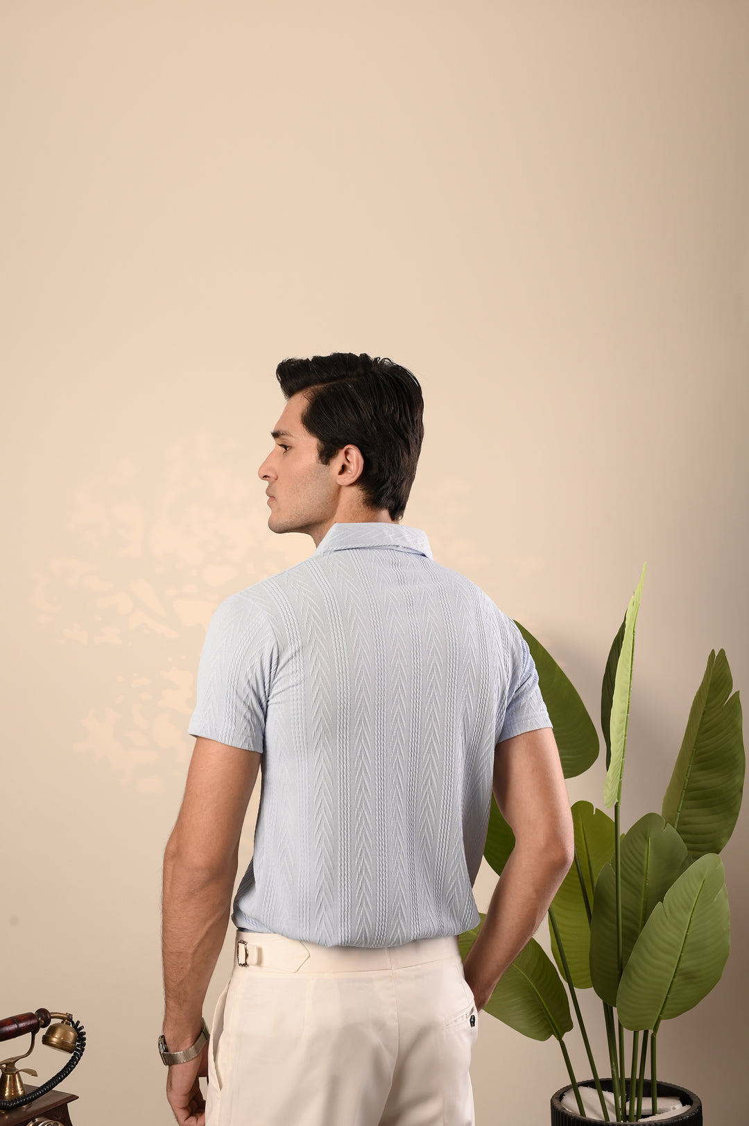 Light Blue Textured Polo