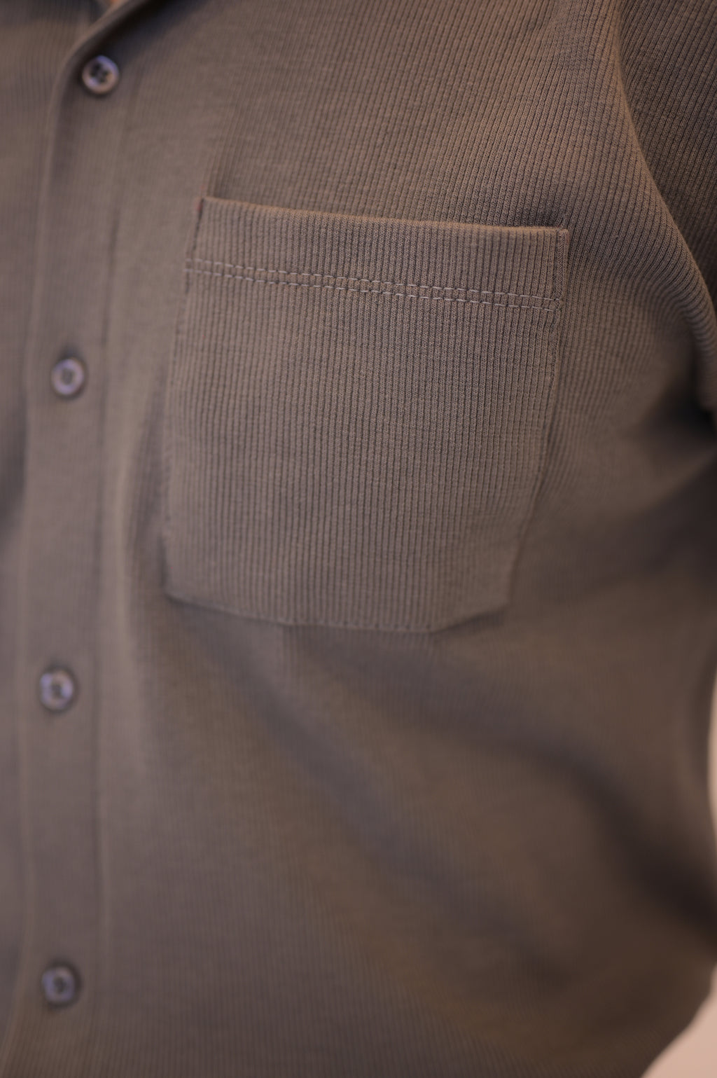 Ribbed Button-Down Shirt – Steel Grey